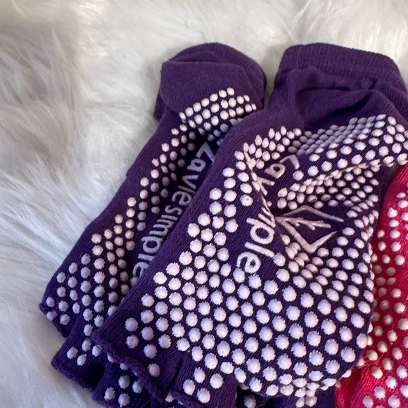 Yoga toeless set Women's Non-Slip Grip Socks - Purple, Pink, Black - Picture 2 of 5